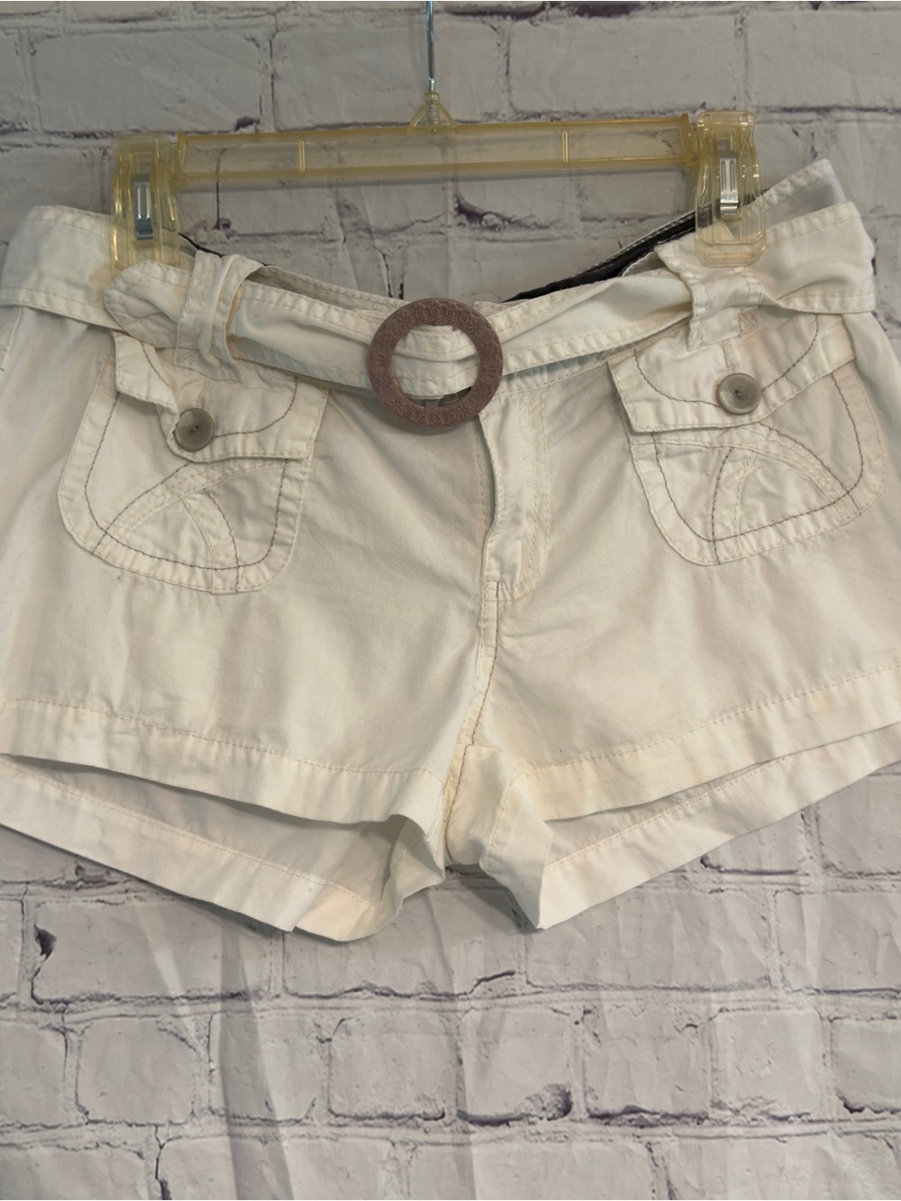 UNIONBAY Off-White Cotton Belted Pocket Shorts Sz 11